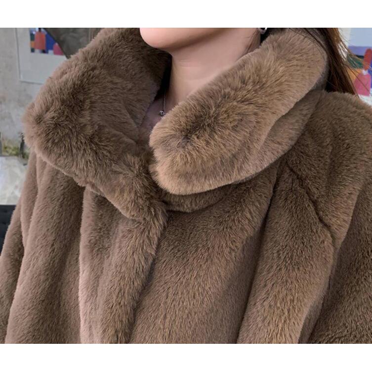 Women's Faux Fur Coat Solid Loose Soft Rabbit Fur Coat  Winter Casual Coat  Female Outwear Overcoat