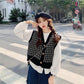 Retro Pattern Knit Sweater V-neck All-match Vest Vest Top Loose Loose Outer Wear Cardigan Sweater Jacket Sweet and Cute