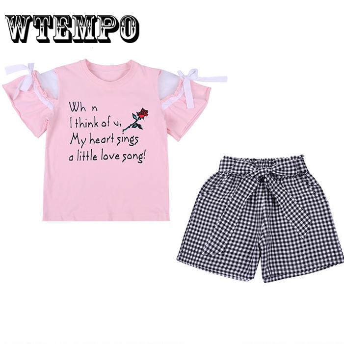 Pants Baby Kids Baby Girls Outfits Clothes T-shirt Tops Short Pants 2pcs Sets
