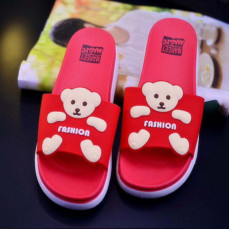 Slippers Female Indoor Home Cute Princess Wind Cartoon Bear Bathroom Bath Non-slip Wet Water Sandals and Slippers