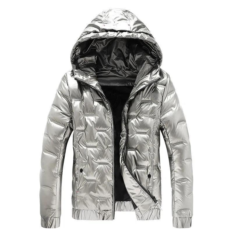Winter Hooded Down Jacket Short Thick Warm Jacket Shiny Simple and Versatile Winter Clothes