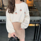 Autumn  Winter Korean Version Sweet Three-dimensional Cherry Pullover Long-sleeved Sweater Sweater Women Loose Outer Wear