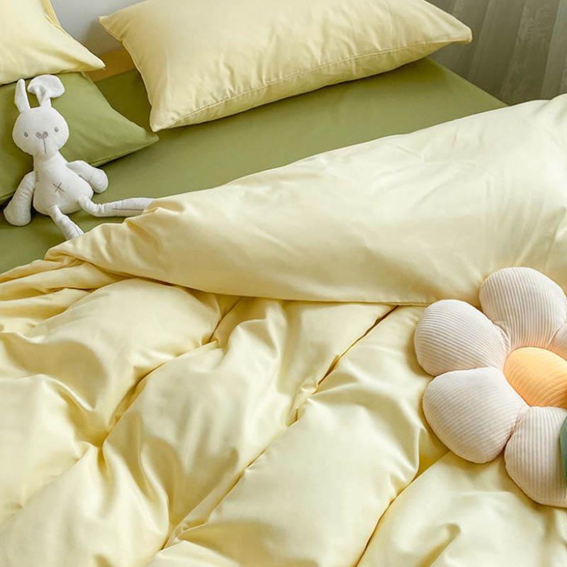 Girl Heart Ins Wind Bed Four-piece Naked Sleeping Washed Cotton Student Dormitory Quilt Cover Sheet Fresh Nordic 4 Pieces
