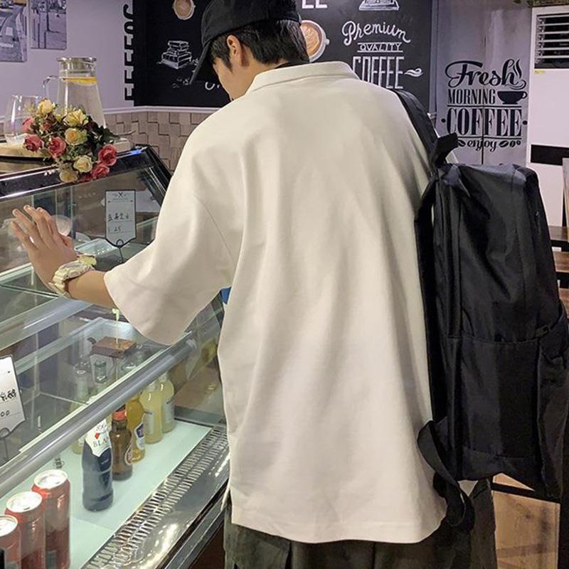 Summer Polo Shirt Short-sleeved T-shirt Boys Loose Casual All-match T-shirt Stand-up Collar Men's Color Matching Ins Top