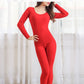 Women's Thermal Underwear Women's Suit Thickening and Velvet Skinny Body Bottoming In Winter with A Big Low Round Neck