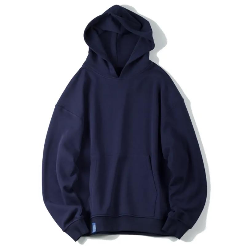 Pure Cotton Plus Velvet Thick Loose Solid Color Youth Sweater Hooded Sweater Men's Autumn and Winter Models