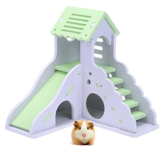 Hamster Toy Colorful Mini Wooden Slide DIY Assemble Hamster House Cute Small Animals Pet Toy Supplies Animal Sleeping House