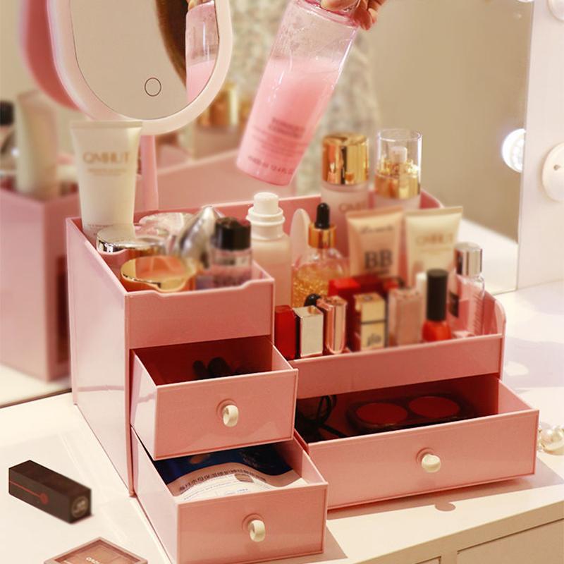 Jewelry Container Make Up Case Makeup Brush Holder Organizers Box Makeup Organizer Drawers Plastic Cosmetic Storage Box Rack