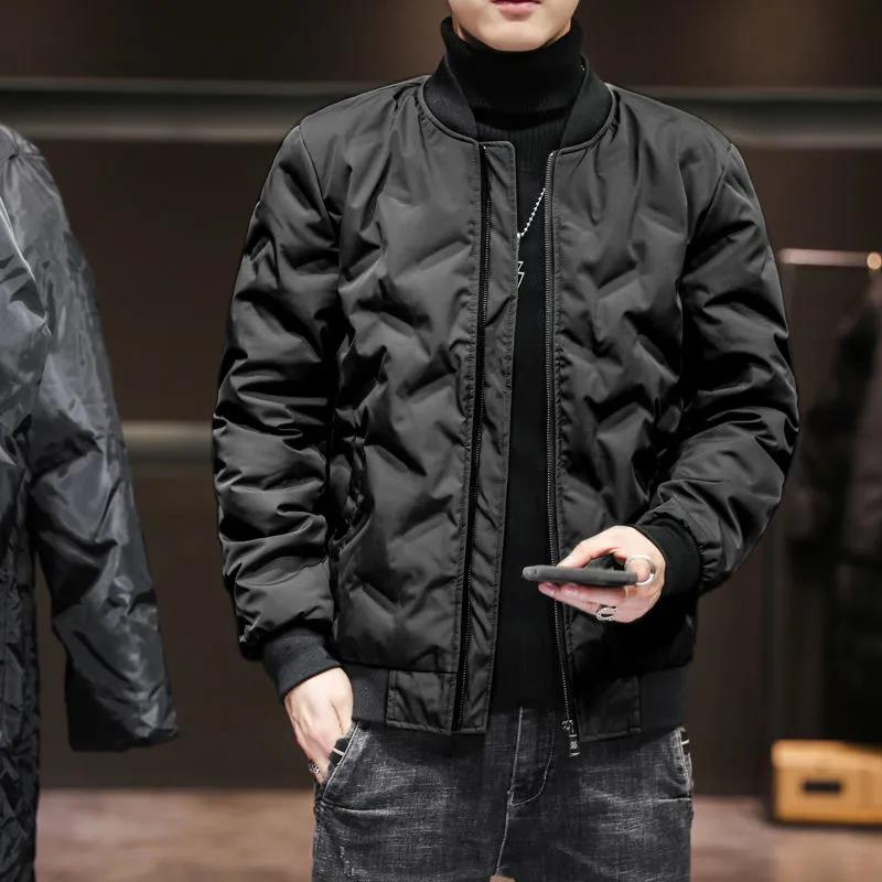 Winter Lightweight Down Jacket Men's Baseball Collar Short Slim Youth Trend Plus Size Thick Coat