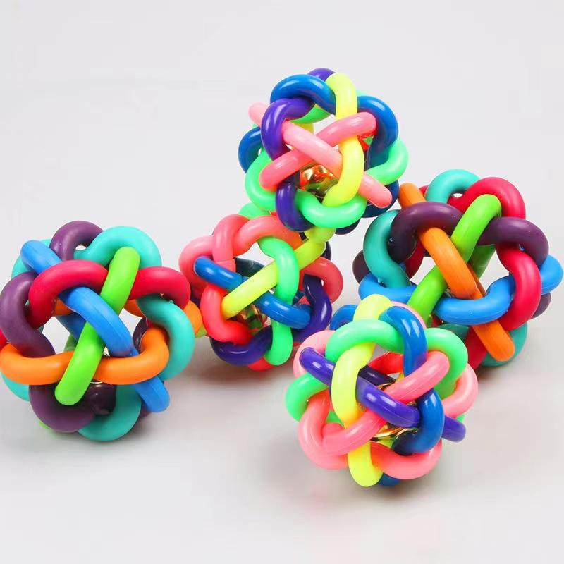 Molar Teeth Sound Bite-resistant Rope Ball Cat Pet Products Toys Teddy Puppy Dog Toys Pet Supplies Multicolor Braided Bell Ball Cat Play Tools
