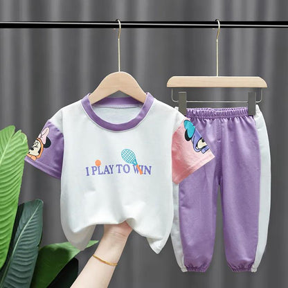 Two-piece Suit Children's Suit Boys and Girls Short-sleeved Summer Clothes Baby Clothes Children's Sports Leisure