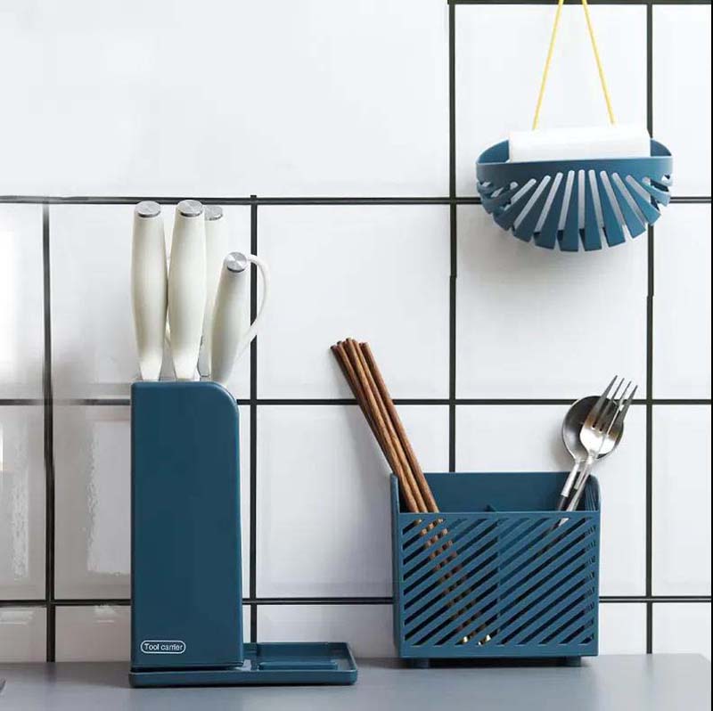 Kitchen Storage Rack Multi-function Knife Rack Plastic Storage Rack