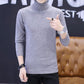 Warm Turtleneck Sweater Men Solid Knitted Mens Sweaters Casual Slim Pullover Male Double Collar Tops
