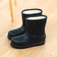 Rain Boots Women Waterproof Work Shoes for Girls Mid-calf Water Shoes Winter Plush Warm Rain Boots with Fur EVA Anti Slip Solid
