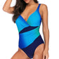One-piece Swimsuit Women's Vitality Gradient Contrast Color Conservative Cover Belly Open Back One-piece Swimming Wear