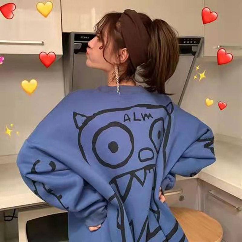 Monster Women's Long Sleeve Sweatshirts Girls Pullovers Fashion Jackets Tops Casual Sweaters