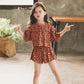 Girls' Summer Suits Leopard Print Middle and Large Children's Clothes T-shirts, Shorts Cotton Two-piece Student Suits