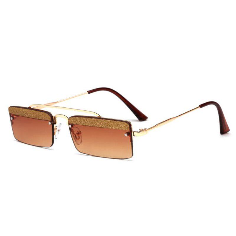 WTEMPO Personalized Eyebrow Metal Square Sunglasses Women Men Fashion Anti-UV Small Frame Sun Glasse