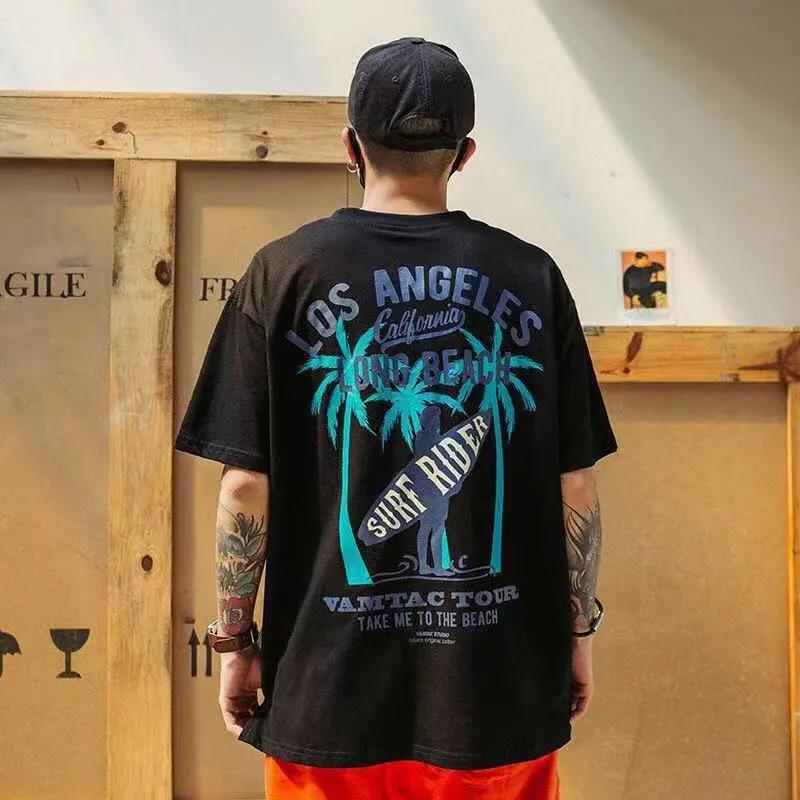 Summer T-shirt Men's Short Sleeve Loose Top Student Round Neck Printed Half Sleeve Men's T-shirt