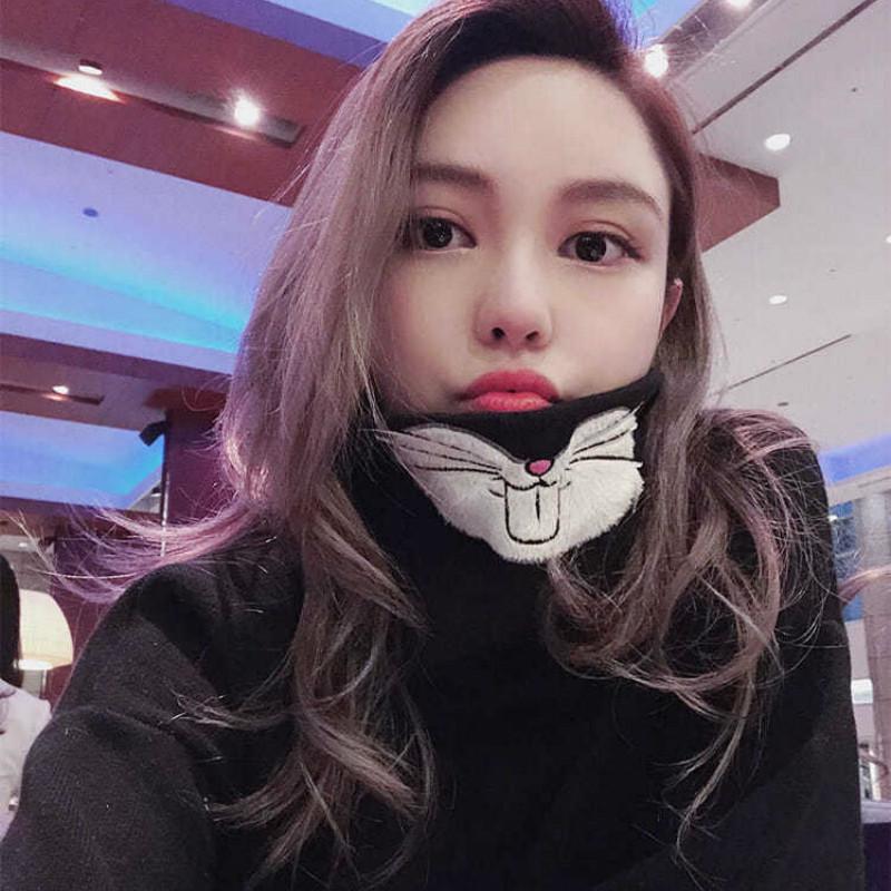 Lady Simple Color Slim Knitwear Turtleneck Bottoming Top Bunny Embroidery Pullover Sweater