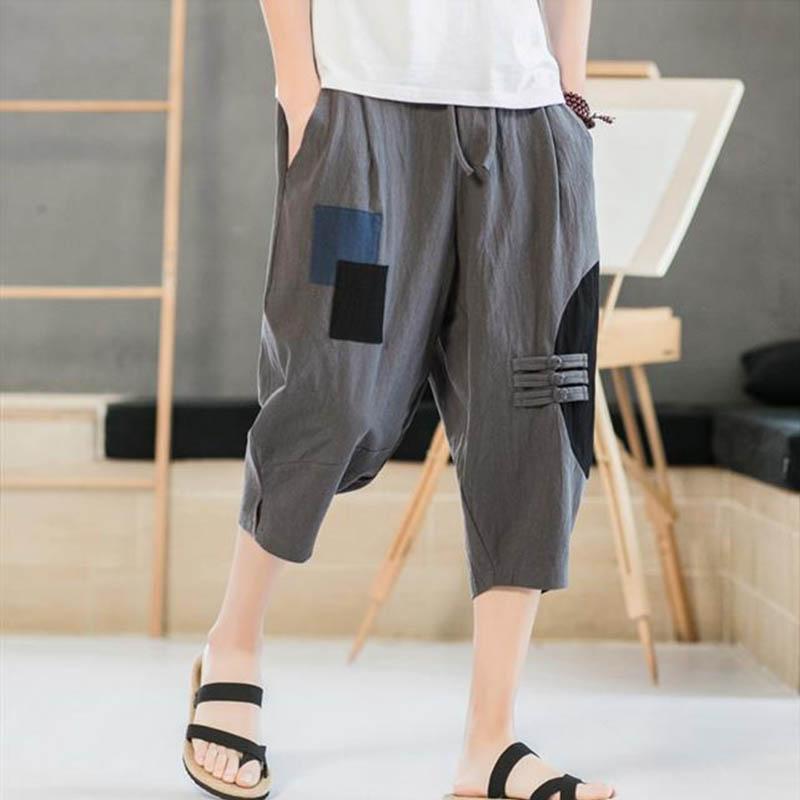 Men's Casual Shorts Loose Large Size Harem Pants Summer Thin Straight Pants Home Essential Breathable Comfortable Cropped Pants