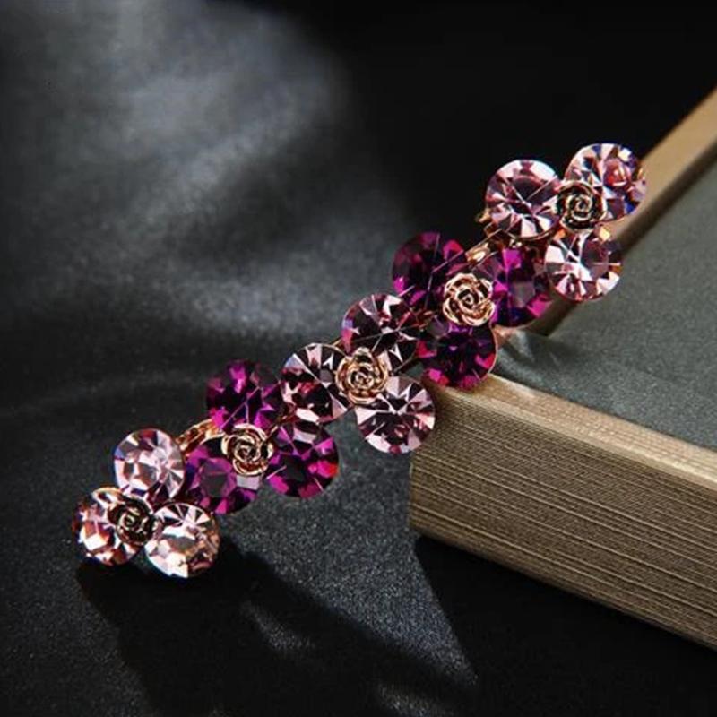 Decorative Hairpin Female Elegant Word Clip Medium Horizontal Clip Temperament Flower Hairpin Ball Hair Clip Shiny Hair Clip