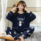 Cotton Pajamas for Women Long Sleeve Pyjamas Set Pullover Sleepwear Suit Cartoon Cute Nightwear Loose Casual Home Wear Spring Autumn Tops Pants Sets