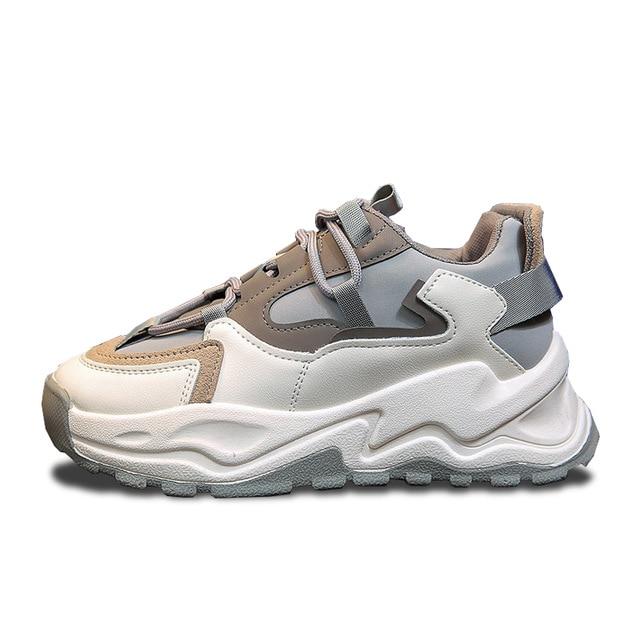 Women's Spring Platform Chunky Sneakers Gray Brown Sports Shoes Comfort Casual High Sneaker Women Vulcanize Sneakers