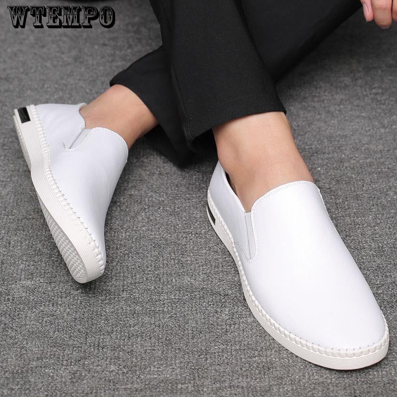Leather Casual Shoes Men Sneakers White Comfortable Breathable Sneakers Outdoor Shoes