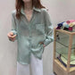 Sunscreen Shirt Chiffon Female Summer  Long Sleeve Loose Ice Silk Cardigan Tide  Turn-down Collar  Button Up Shirt