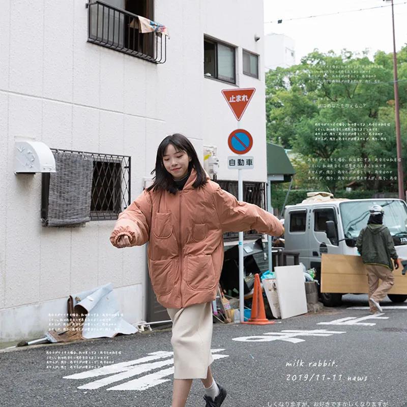Winter Ladies Down Jacket Korean Fashion Loose Warm Hooded Thick Bread Cotton Jacket