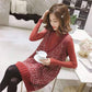 Women Chic Mid-length Loose V-neck Tank Top Sweater Knitted Bright Silk Vest Skirt Dress