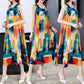 M-XXXXL Summer Ethnic Print Satin Fabric Dress Round Neck Mom Loose Slim Mid-length Vest Skirt Daily