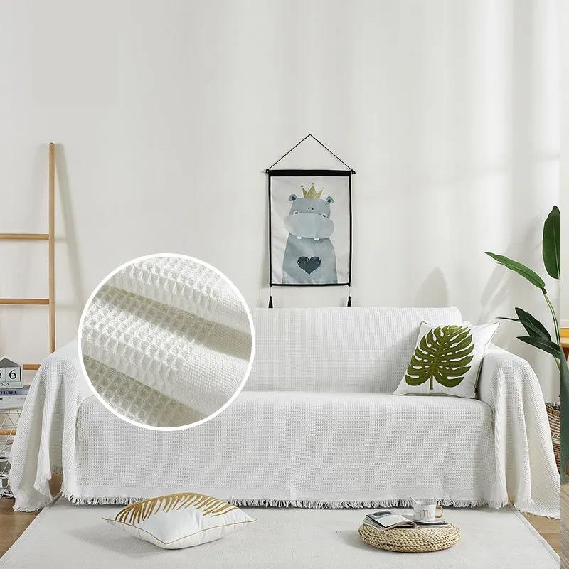 Nordic Retro Style Solid Color Multifunctional Four Seasons Universal Sofa Blanket Modern Minimalist Full Cover Non-slip Sofa Towel Sofa Cushion