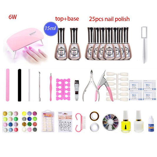 6W Mini UV nail Lamp 15ML Gel Nail Polish Set Manicure Set Nail Art  UV Varnish Tools Nail set
