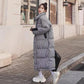 Houndstooth Padded Down Padded Jacket Women's Winter Loose Padded Long Over-the-knee Jacket
