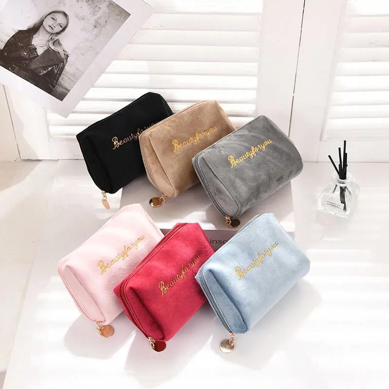 Velvet Make Up Organizer Soft Girl Lipstick Bag Women Travel Cosmetic Bag Beautician Beauty Case Makeup Bag