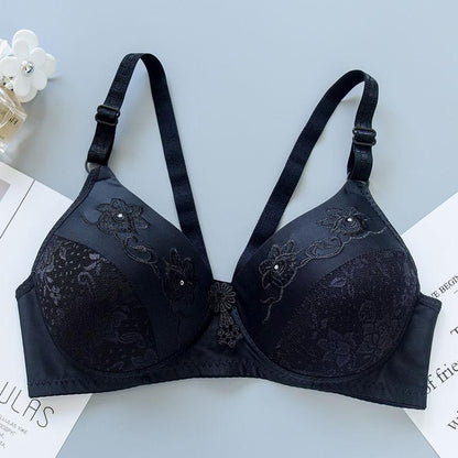 Rims Gather Sexy Comfortable Breathable Bra Ladies Small Chest Jacquard Bra Thin Underwear