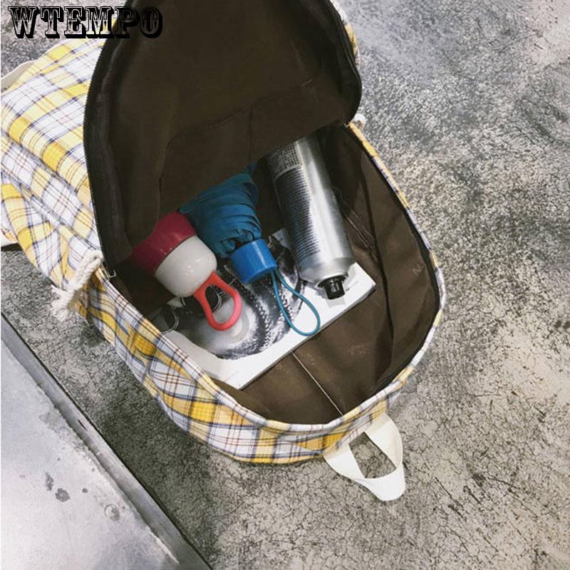 Fashion Polyester soft Backpack Satchel School Bags special checked printing Backpack