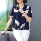 Women's Summer Chiffon Shirt T-shirt Loose Top Short-sleeved V-neck Shirt