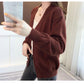 Spring and Autumn Knitted Tops European and American Style Loose Solid Color Sweater Cardigan Middle-aged Female Jacket