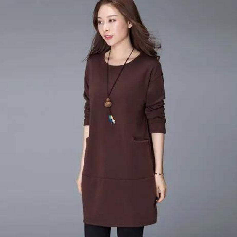 Ladies Tops T-Shirt Women Blouse Autumn Causal Blouse Slim Round Collar Solid Color Long Sleeve Pullover