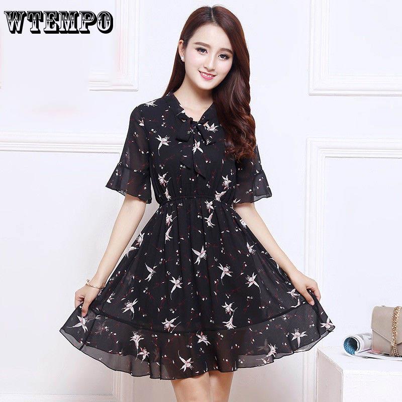 Large Size Women's Slim Printed Skirt Short-sleeved Floral Dress Female Spring and Summer