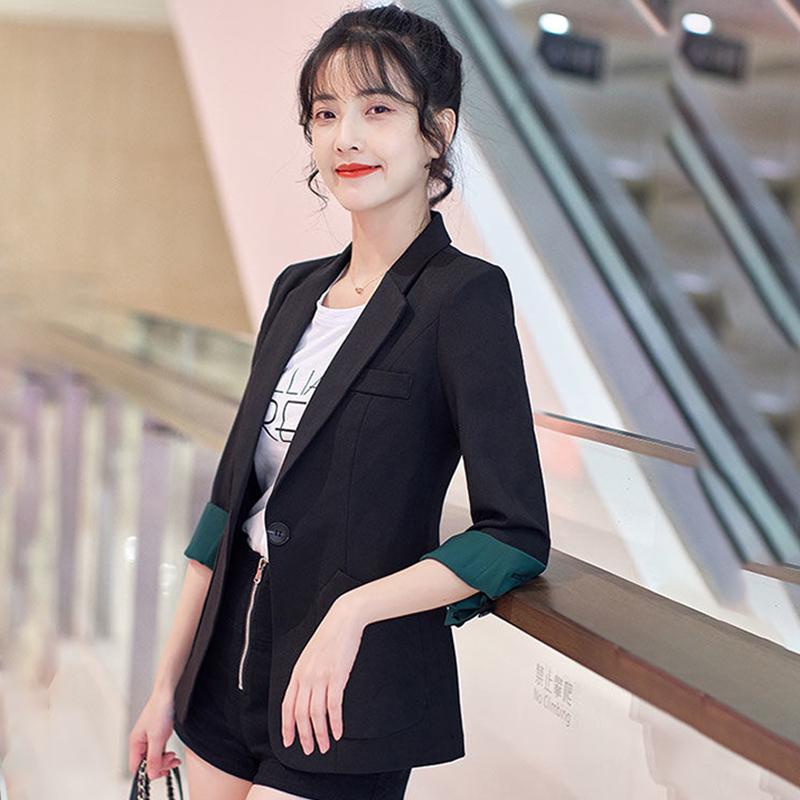 Women's Blazer Thin Style Design Temperament Slim Slimming Middle-sleeved Suit Women's Thin Casual Jacket Comfortable and Lightweight