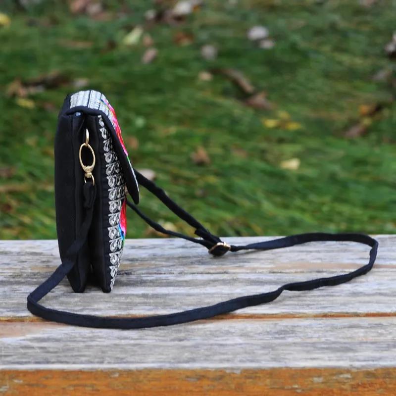 Ethnic Style Women Printing Canvas Embroidery Crossbody Bag Exquisite High Quality Elegant Phone Bag