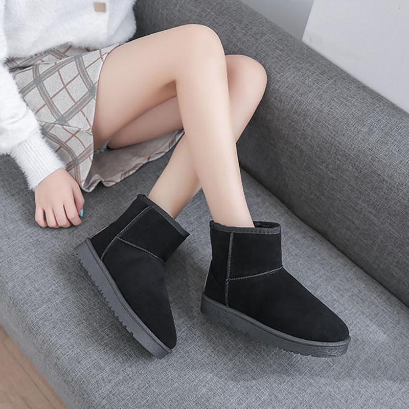 Winter Snow Boots Women Thick Velvet Non-slip Short Tube Warm Boots Classic Suede Women's Shoes Short Boots Non-slip