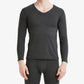 Men's Tight-fitting Seamless Thermal Underwear Suit V-neck Plus Velvet Warmth Ultra-thin Suit Heating Fiber Thermo Clothes