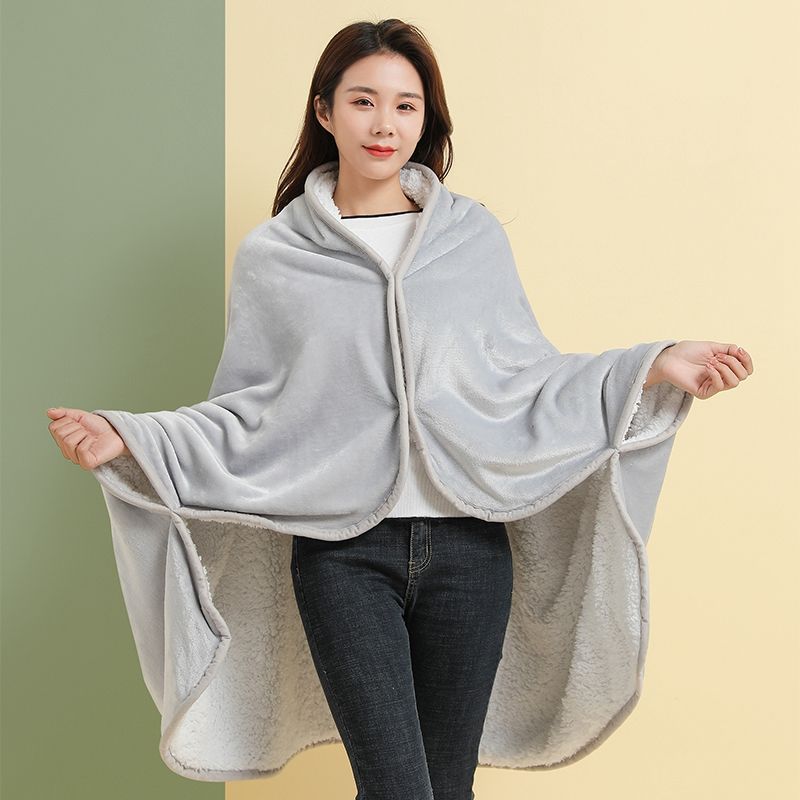 Coral Fleece Soft Blanket Double-sided Plus Fleece Quilt Single Office Nap Thick Shawl Cover Blanket Dual-use Lunch Break Blanket Winter Cloak