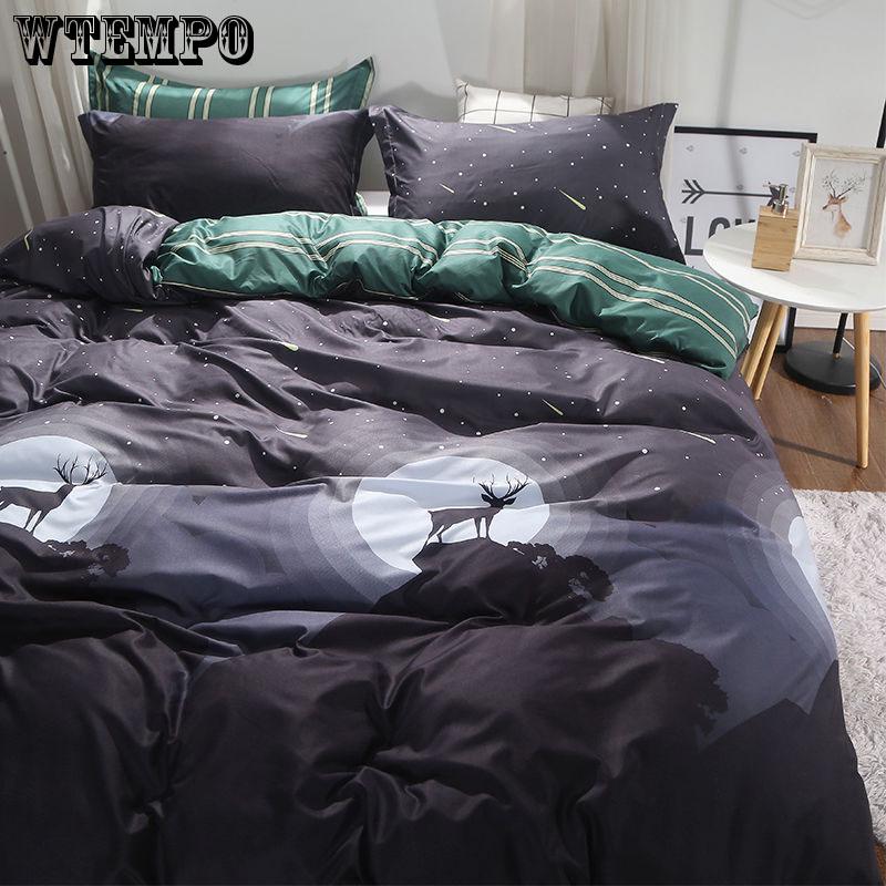 4 Pcs Bedding Set Lavender Printed Bed Sheet Bed Cover Home Textile Bedclothes