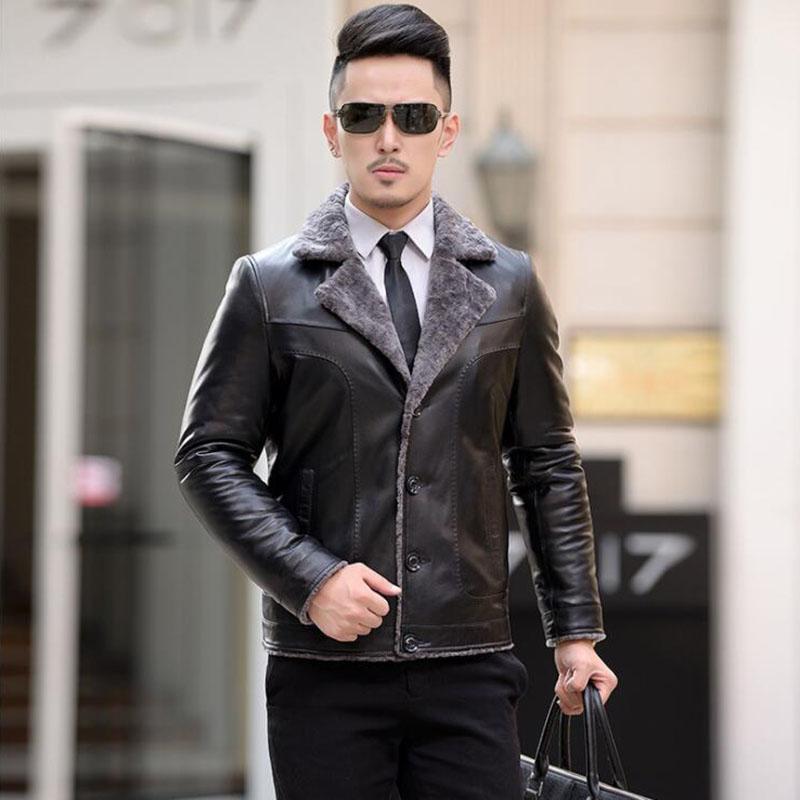 Leather Men's Jacket Plus Velvet Thickening Young and Middle-aged Fur Coat Winter Leather Jacket Large Size